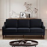 Modern 3 Person seat Sofa Couch with Scooped Armrest/Wood legs,Upholstered Velvet 3-seat Sofa with W2186P143472