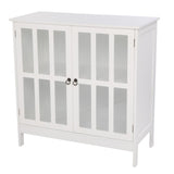 ZNTS FCH Transparent Double Door Side Cabinet White 44876940