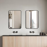 24x32 Inch Black Metal Framed Rectangular Bathrrom Mirror for Wall. W2203P302676