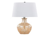 Gloria Round 20" Contemporary Glass Accent Lamp in Clear Champagne Lustre Glass, Chrome Metal and B202P224028