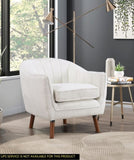 Mid-Century Modern Accent Chair 1pc White Chenille Fabric Upholstered Channel Stitched Back Brown B011P182510