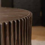 Vintage Fashion Style Cylindrical Nesting Coffee Table Set with Vertical Textured Embossed Design W757P195739