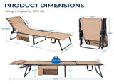 Outdoor Folding Adjustable Tanning Chair with Face Hole, Beige 23658094