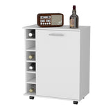 Rawlins Bar Cart with 6-Bottle Rack, Storage Cabine and Mobile Caster Wheels B128P176159