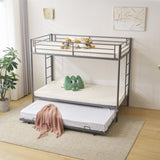 Twin Over Twin Bunk Bed with Trundle, Triple Bunk Beds for Kids Teens Adults, Metal Bunk Bed with 95087279