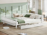 Queen Size Platform Bed with Storage Drawers, Metal Daybed Frame with Upgraded Safety Round-Pipe W5305P471354