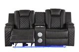 LED & Power Reclining Loveseat Made With Faux Leather in Black 659436023932
