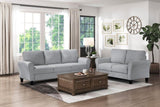 ZNTS Modern 1pc Sofa Dark Gray Textured Fabric Upholstered Rounded Arms Attached Cushions Transitional B01146750