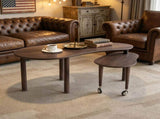 360 degree rotatable coffee table with walnut color wood grain OAK veneer tabletop for living room, W2899P372751