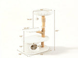 41 Inch Solid Pear Wood Tree Tower Multi-Level Vertical Playground with Plush Top Perch Private 08780326