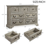 Farmhouse 7 Drawers Dresser for Bedroom, Rustic Chest of Drawers with Natural Texture, Vintage W1785P208362