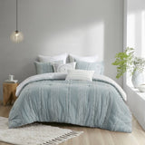 3 Piece Cotton Jacquard Comforter Set Aqua King/Cal King B03596413