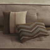 7 Piece Faux Suede Comforter Set Brown Queen B03596967