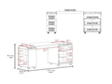 Extendable Desk, 2 Drawers, 4 Shelves, 4 Wheels B097P296841