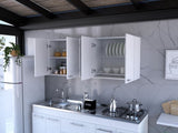 Portofino 150 Wall Cabinet, Double Door, Two External Shelves, Two Interior Shelves -White B20091979