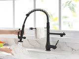 Commercial Kitchen Faucet Pull Down Sprayer Black and Nickel,Single Handle Kitchen Sink Faucet W1932126999