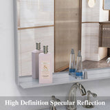 48x32 Oversized Modern Rectangle Mirror with SIlver Frame Decorative Large Wall Mirrors for W708P297399