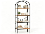 4Tier Arched Freestanding Bookshelf, Industrial Metal Frame Display Storage Rack with AntiTip 96878096