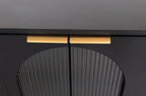 Accent Cabinet Black Lacquered Wooden Cabinet with 4 Glass Doors Sideboard Buffet Server Cabinet W1435133310