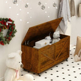 Storage Chest, Storage Trunk on Wheels with Brakes, Sturdy Storage Bench Supports 300 lb, Wooden GL-W1785136023