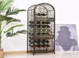 45-Bottle Wrought Iron Jail-Style Wine Rack with Lock 43040864
