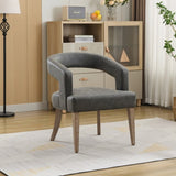 25.79" Wide Modern Barrel Open Back Upholstered Accent Chair with Weathered Solid Wood Legs Dining W3118P254207