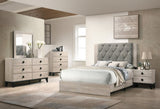 Contemporary 1pc Cream Finish California King Size Bed Bedroom Furniture Gray Tufted Design B011P236791