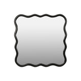 Solid Wood Wavy Square Mirror-Black 36" x 36" Modern Mirror Wall Decor for Bathroom, Bedroom, Living W1445P189617