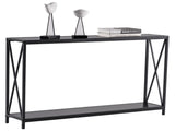 Triamine Board Cross Iron Frame Porch Table Sofa Side Table Black Wood Grain 72302978