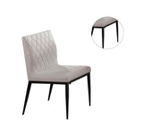 Ivory Leatherette 2pcs Side Chairs Dining Room Furniture Black Metal frame Padded Seat Dining Chair B011P214980