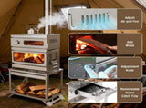 Wood Burning Stove with Oven and Rack - Camping Stove with Chimney Pipe, Stainless Steel Hot 05140052