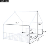 Full Size Metal House Bed, White 28350258