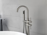 Mount Bathtub Faucet Freestanding Tub Filler Brushed Nickel Standing High Flow Shower Faucets with 20416546