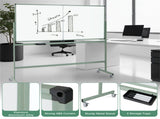 360&deg Rotating Double-Sided Magnetic Whiteboard, 182.8891.44cm Writing Surface Mobile Dry Erase 81104180