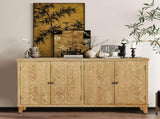 59" Brown Accent with 4 Doors, Natural Wood Buffet, Media, Console, W2295P306917