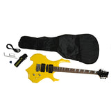 Novice Flame Shaped Electric Guitar HSH Pickup Bag Strap Paddle Rocker Cable Wrench Tool Yellow 31817892
