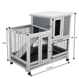 ZNTS Wooden Rabbit Hutch, Outdoor Pet Bunny House Wooden Cage with Ventilation Gridding Fence, Openable W2181P155564