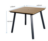Square Patio Dining Table with Umbrella Hole, Heavy-Duty Iron Frame Wood-Plastic Composite Tabletop, W3990P466962