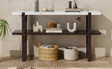TREXM Retro Elegant Console Table with Marble-Effect Top and Versatile Storage Solutions for N715P196906B