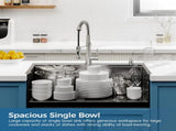 Stainless Steel Kitchen Sink, 36x22 Single Bowl, Overmount Handmade Sink in Black, with Cutting 80406989