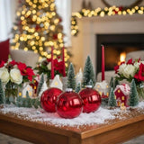 3PCS Set 6" Red Glass Christmas Ornament Balls Holiday Treeations Hanging Spheres for Party 75164946