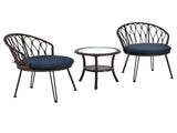 Outdoor Leisure Set, 2 Rattan Single Chairs with A Glass Round Table, Perfectly Suited for N711P256422C