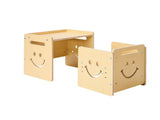 3-in-1 Table and Chair Set, Adjustable Height Wooden Toddler Table with Chalkboard, for Drawing, 68033655