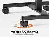 Small Mobile Desk Adjustable Height Laptop Desk with Lockable Wheels, Rustic Brown 88936399
