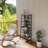 ZNTS WTZ Book Shelf, Black Bookshelf, Ladder Bookcase, 4 Tier Tall Book case for Bedroom, Living Room, 97410687