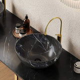 14'' Bathroom Bowl Ceramic Sink with Stone Pattern, No Faucet, Matte Black W2615P322667