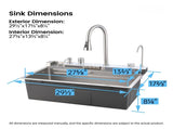 Pull-out Faucet Single Bowl Sink Kitchen Vegetable Sink 304 30"x18" Whale Waterfall Sink Stainless 95544308