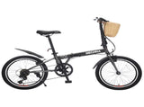 20 Inch Folding Bike for Adults with Basket, Phone Holder & Fenders, Steel Frame 6-Speed City W1019P352739