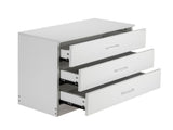 3-Drawer Wide Drawer Cabinet Particleboard Bedside Table with Textured Melamine Finish 12277839