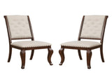 Set of 2 Cream Fabric Upholstered Dining Chairs, Barley Java B016P225455